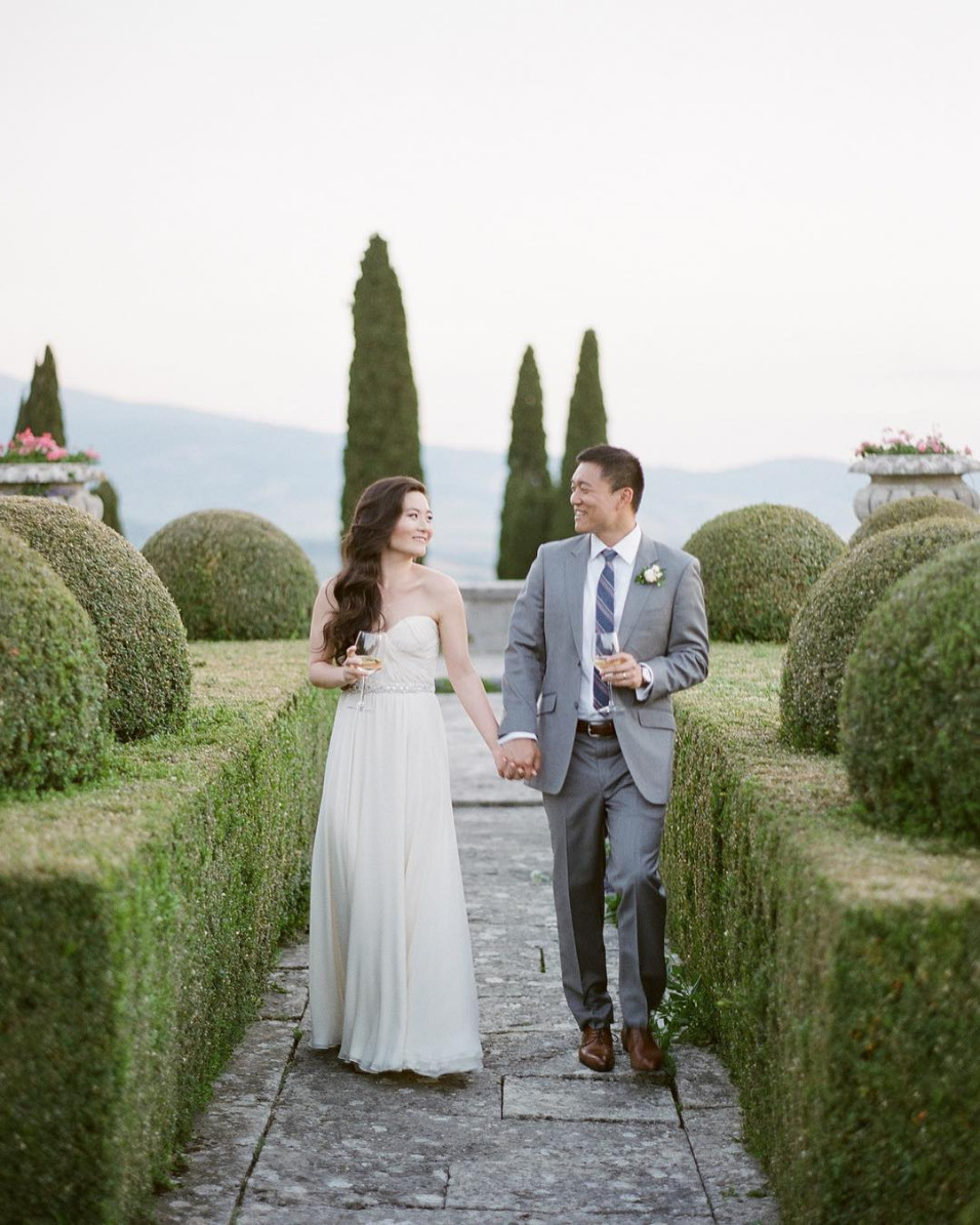 Couple having an outdoor destination wedding