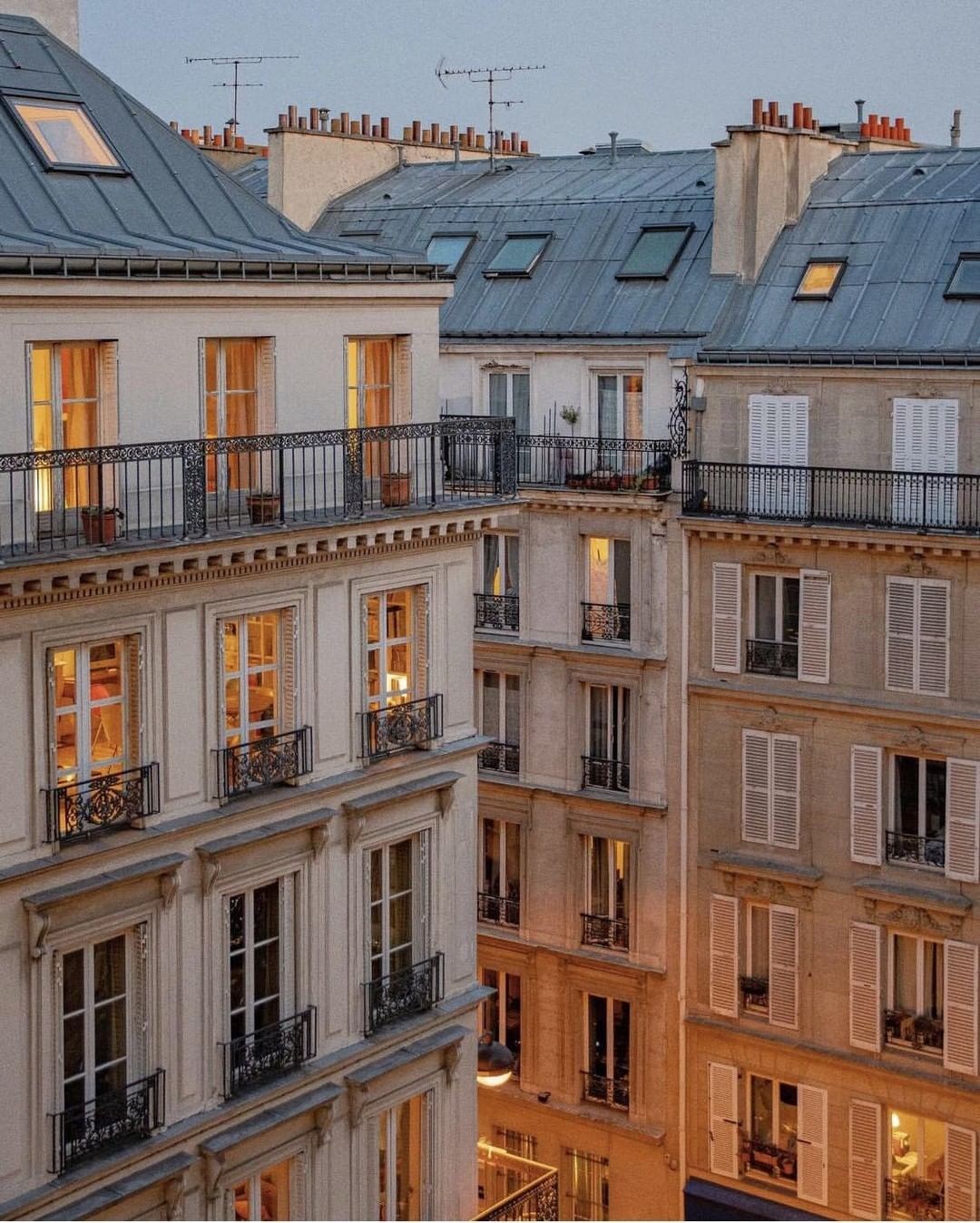Parisian Haussmann building views from one of the top floors in Hotel Rochechouart