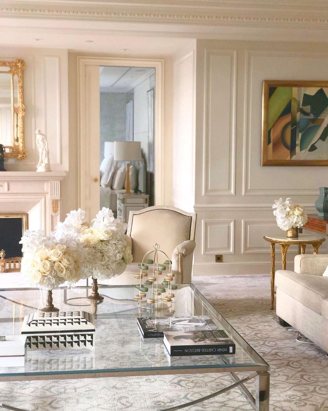 A chic cream palette fills the Royal Suite at Four Seasons Hotel George V Paris