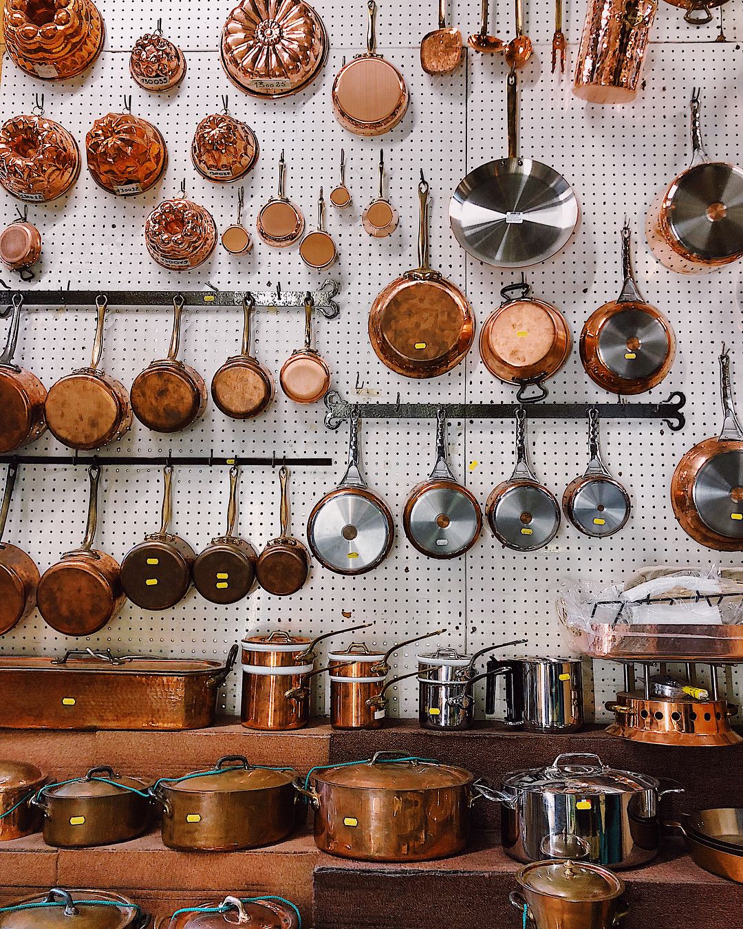 The famous wall of copper pots and pans at E. Dehillerin