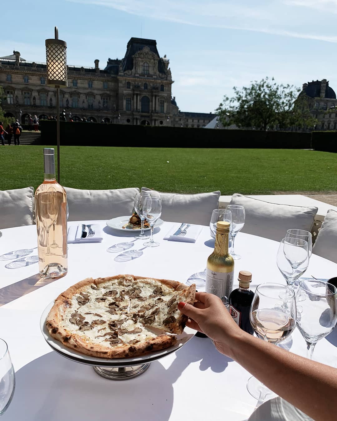 Truffle Pizza with Jardin du Luxembourg views at Loulou